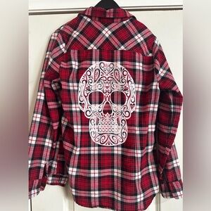 Plaid Top with Skull